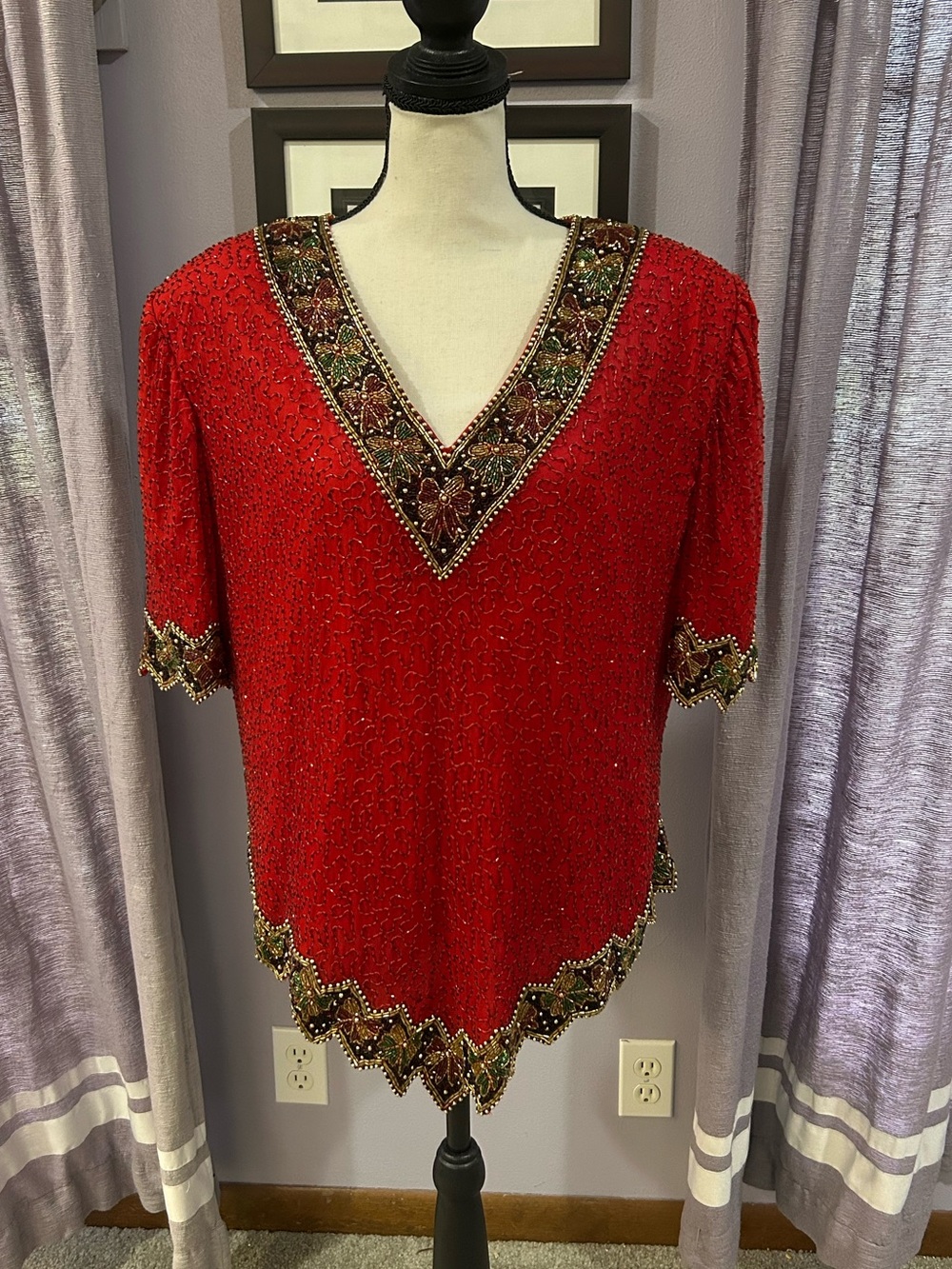 Vintage Laurence Kazar Beaded Top